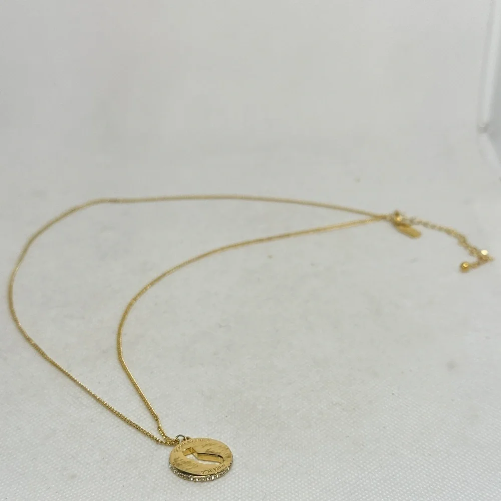 Kate Spade Gold Tone Round California Pendant Necklace 24” with 3” Extender